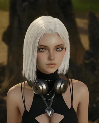 Young white haired beauty