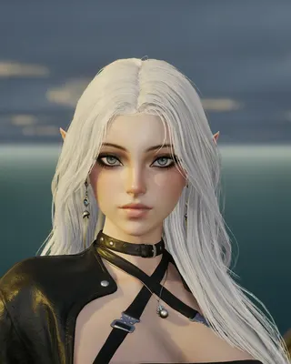 Sexy White-Haired Elf Seductress | Dark Leather 