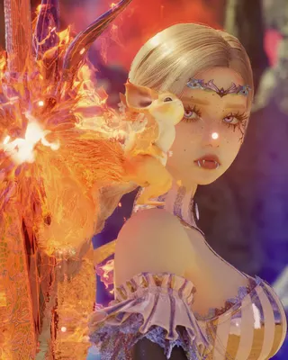 Fit, a blonde elf with purple eyes